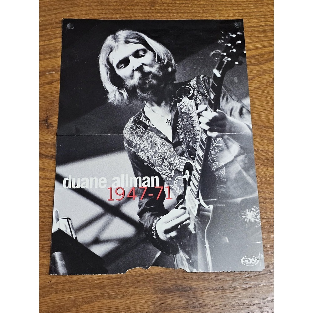 Vintage Duane Allman 1947-71 Guitar World Poster Allman Brothers Megadeth Ad